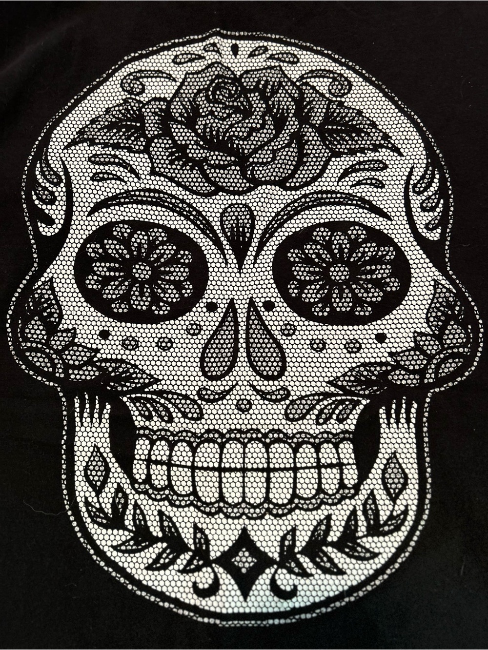 Vintage Euro Comfort Sugar Skull Graphic Tee - Black. Dot Art. - Picture 7 of 7